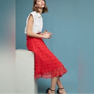 Anthropologie | Stylekeepers Red Marlow Textured A-line Midi Skirt M